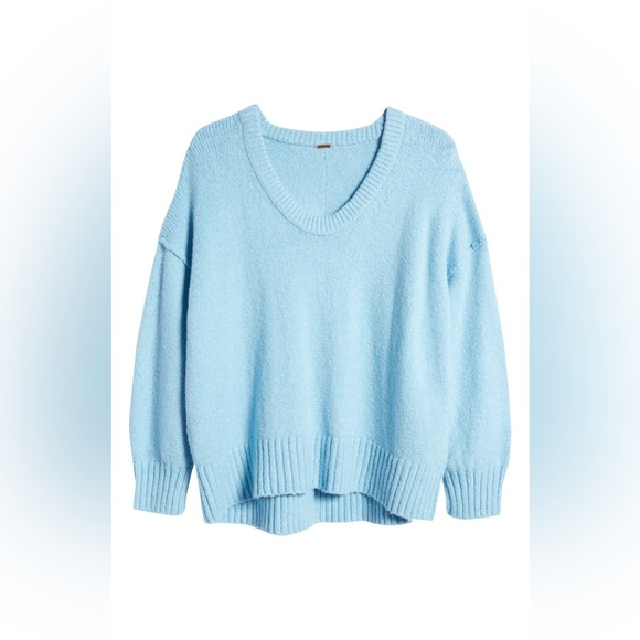 Free People Brookside Knit Sweater Tunic Starlight Blue Oversized - Picture 5 of 10